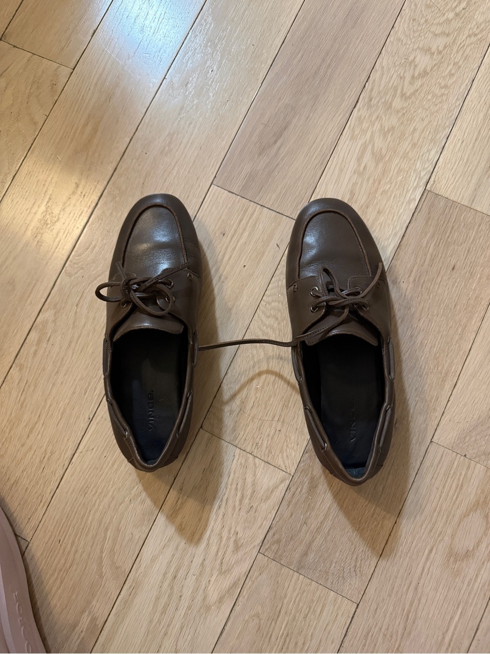 Vince Brown Leather Boat Shoes with Laces